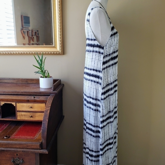 Flynn Skye The Market Maxi Dress Black White Dot Stripe Print Size Large - Picture 7 of 13